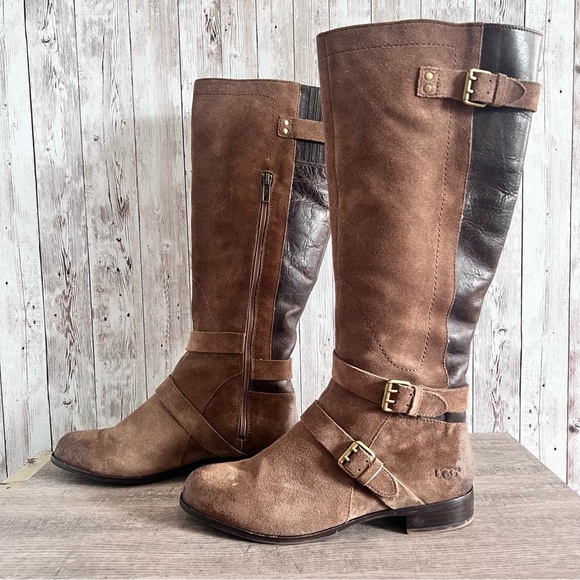 UGG Women’s Cydnee Leather and Suede Tall Boots Size 8 - Picture 4 of 11